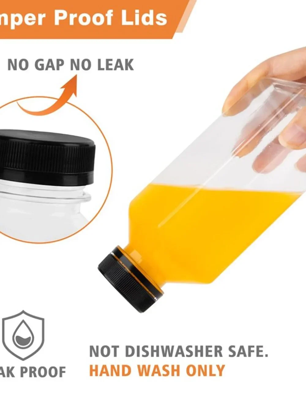 10 Pcs 12oz Plastic Juice Bottles With Caps, Reusable Food Grade Chear Juice Con